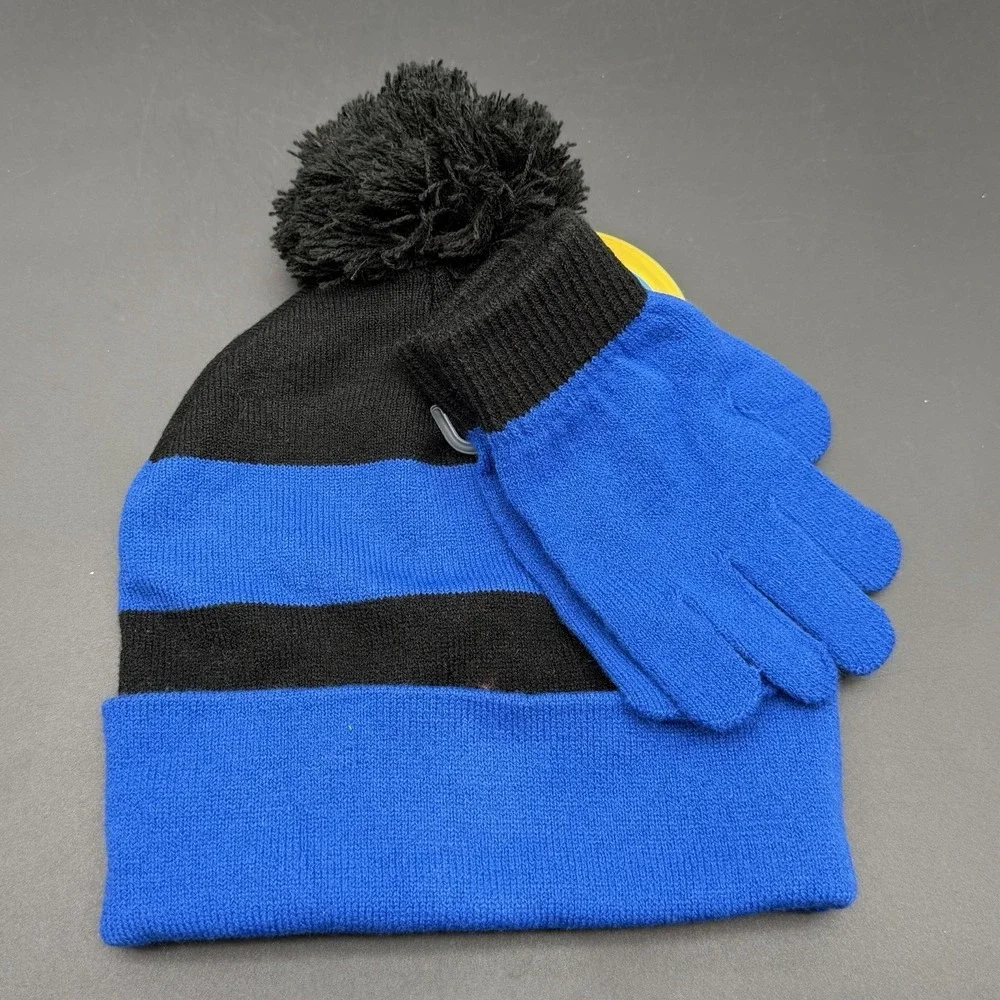 New Sonic The Hedgehog Beanie Hat Gloves Set One Size Boys Kids Winter Knit Cap